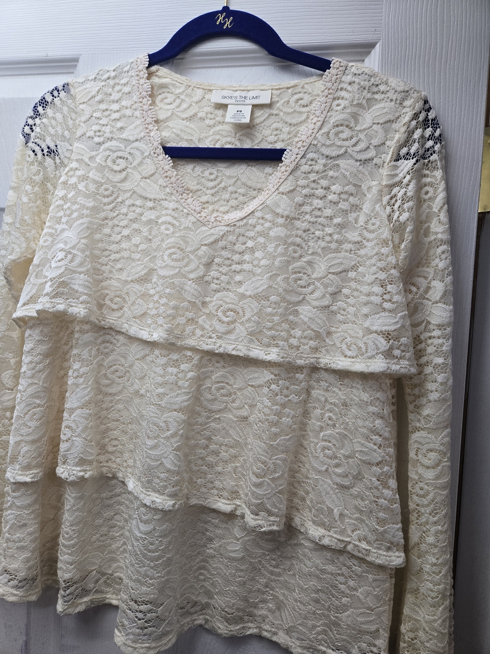 NWT Skye's The Limit Cream Color Lace Top With Ruffles